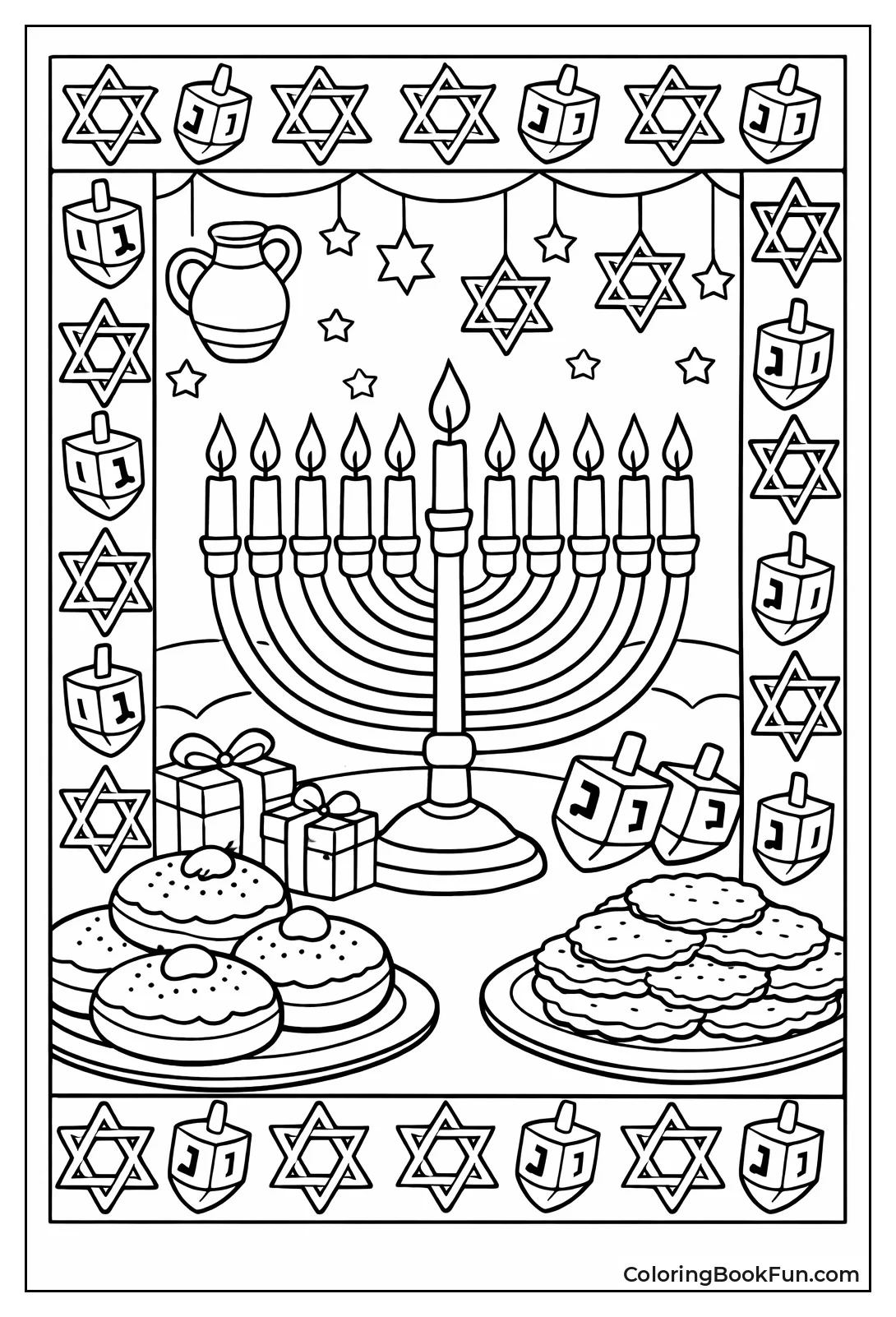 Star and Dreidel Border