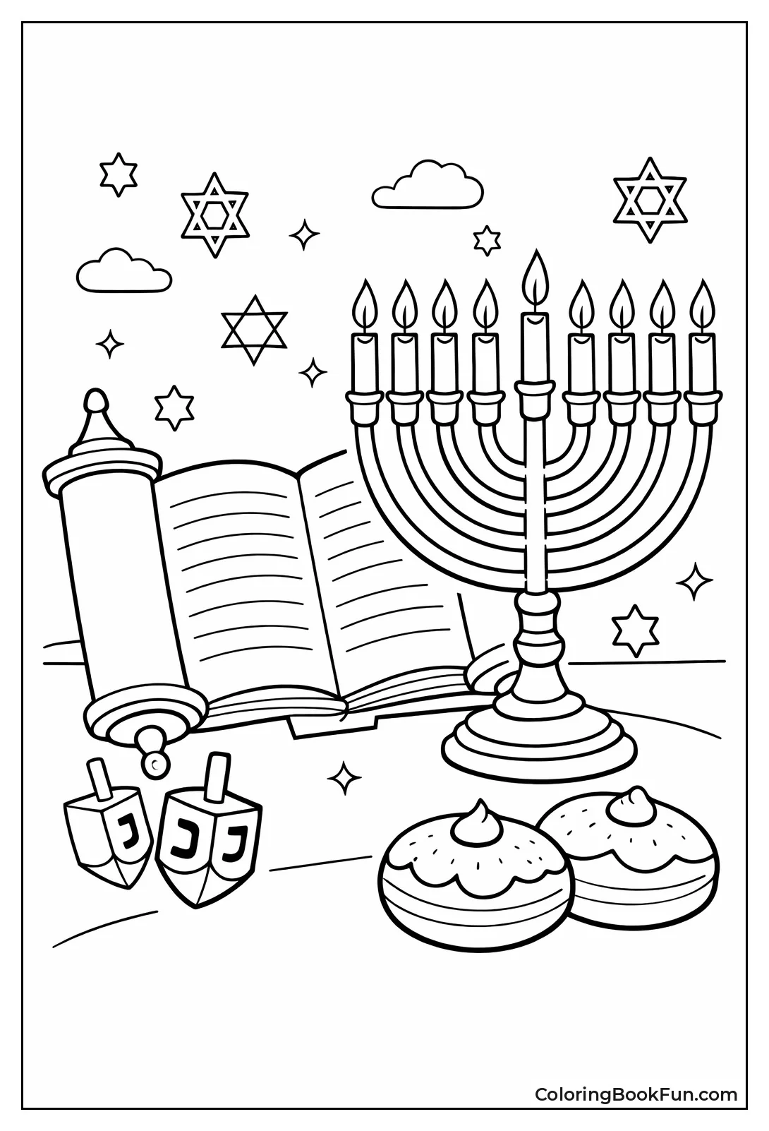 Torah Scroll by Menorah