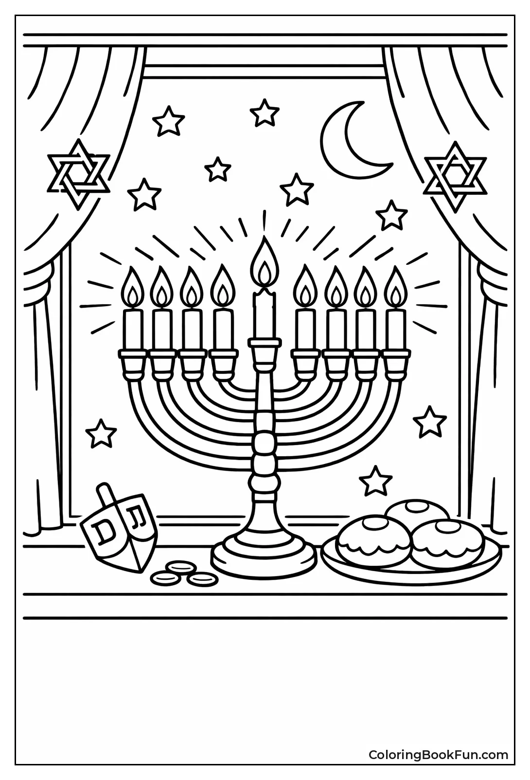 Menorah Glows on Windowsill