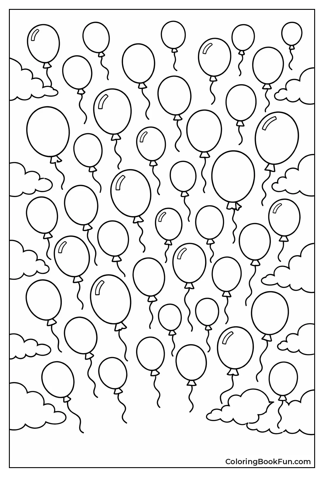 Balloons in Cloudy Sky