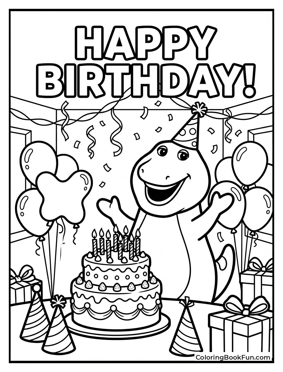 Barney Birthday Cake Balloons