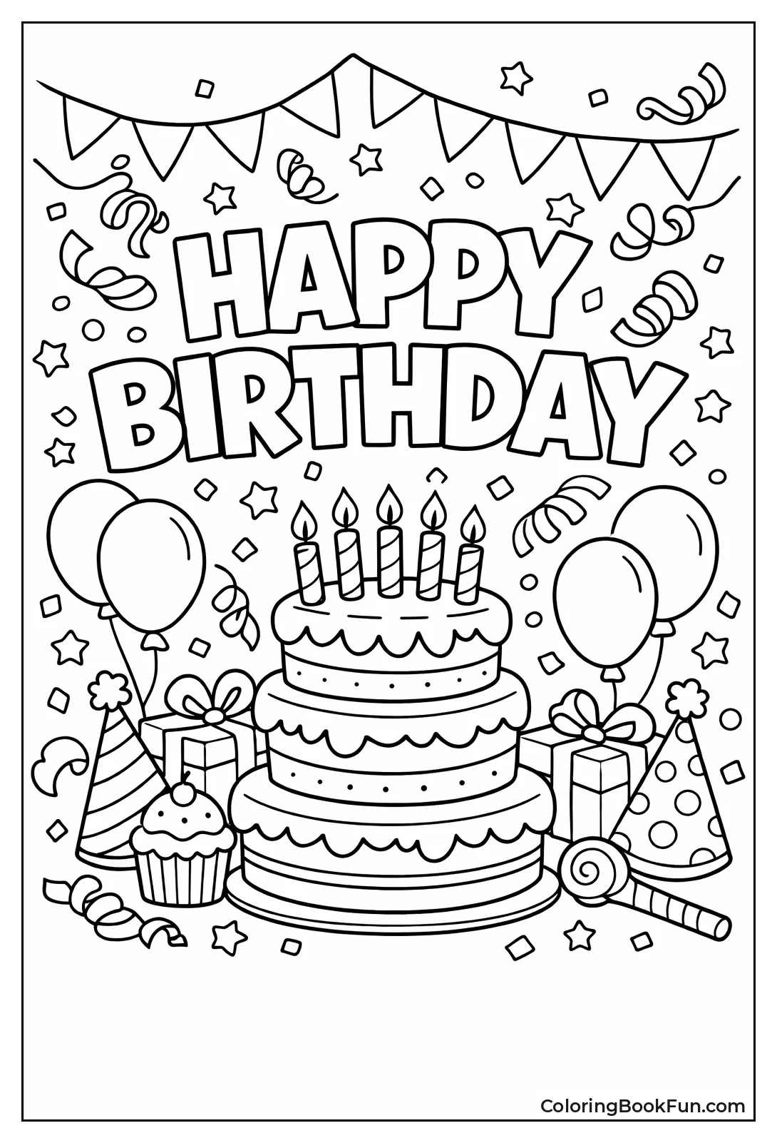 Happy Birthday Banner with Confetti