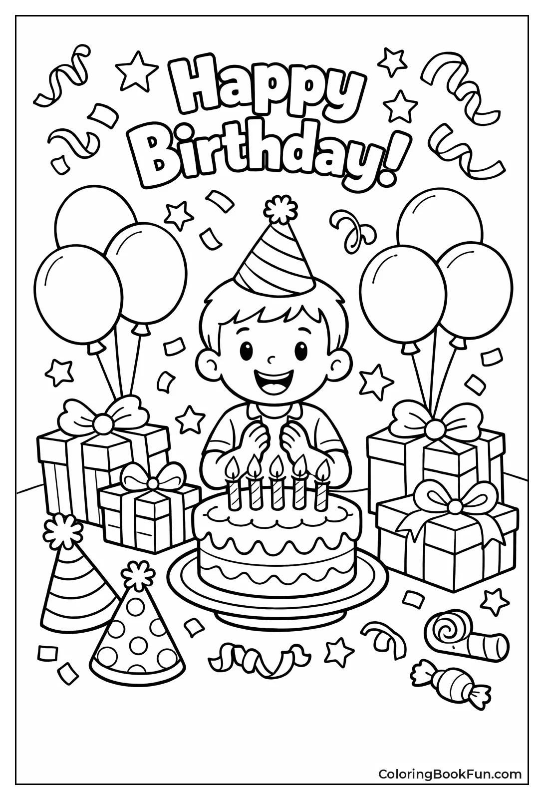 Boy in Party Hat with Cake