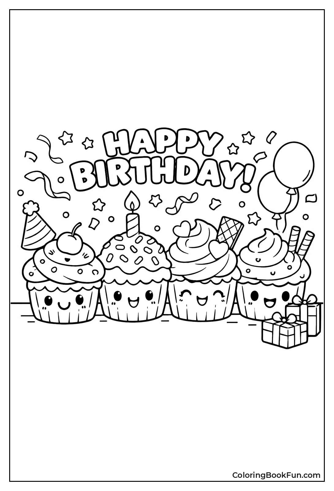 Kawaii Smiling Cupcakes