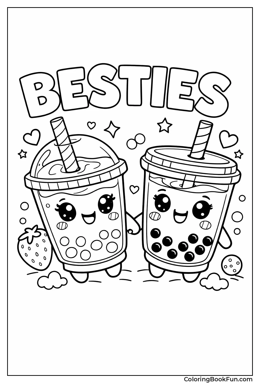 Happy Boba Cups Holding Hands
