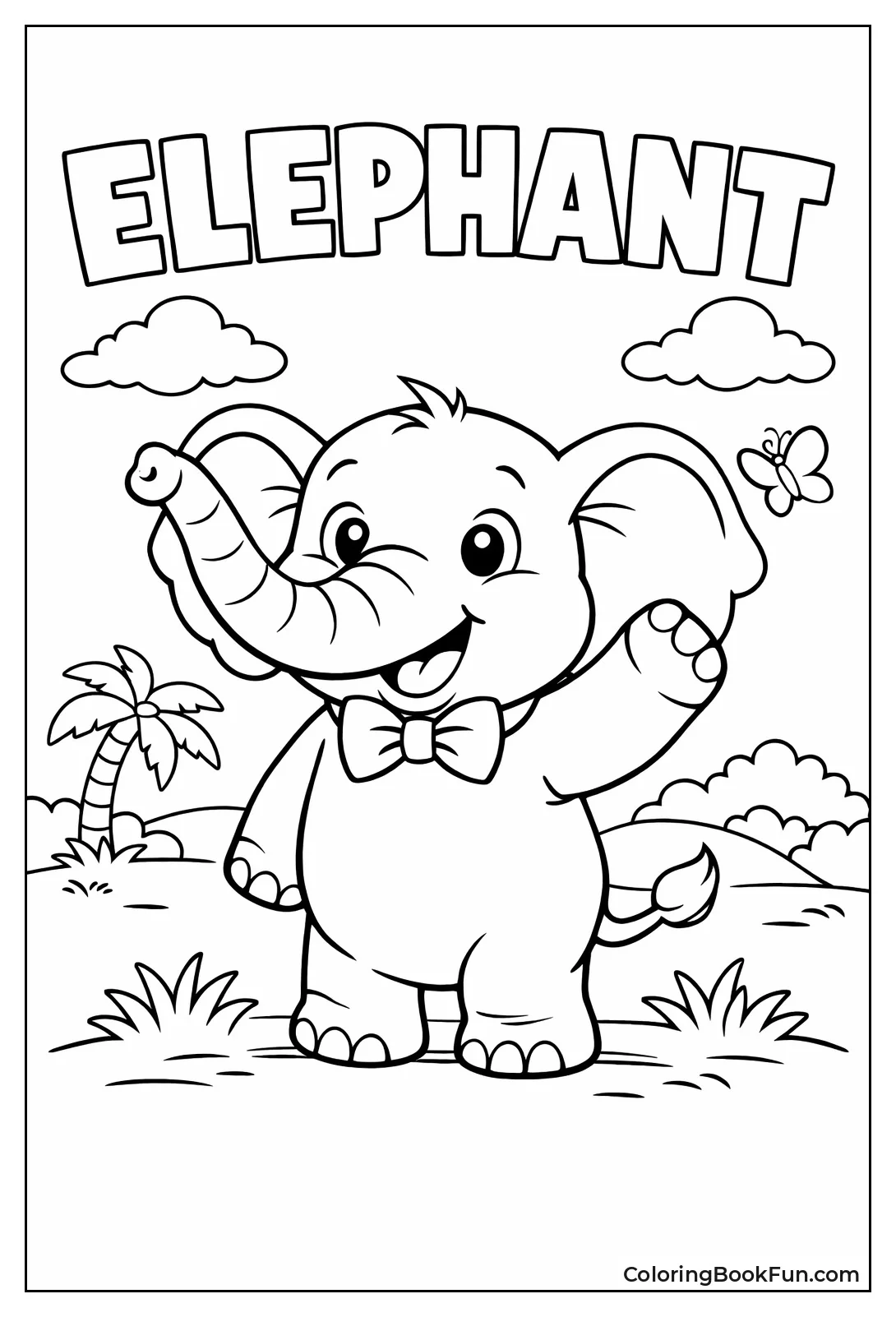 Happy Cartoon Elephant Waves