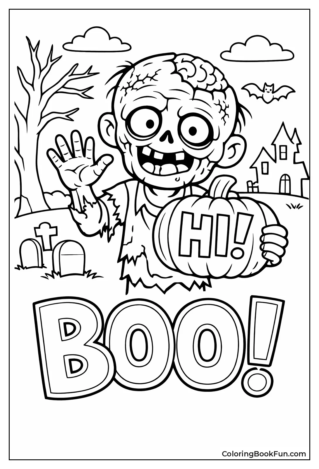 Zombie Waving Halloween Pumpkin