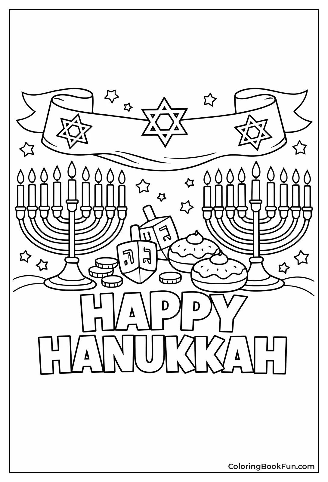 Happy Hanukkah Banner Waves