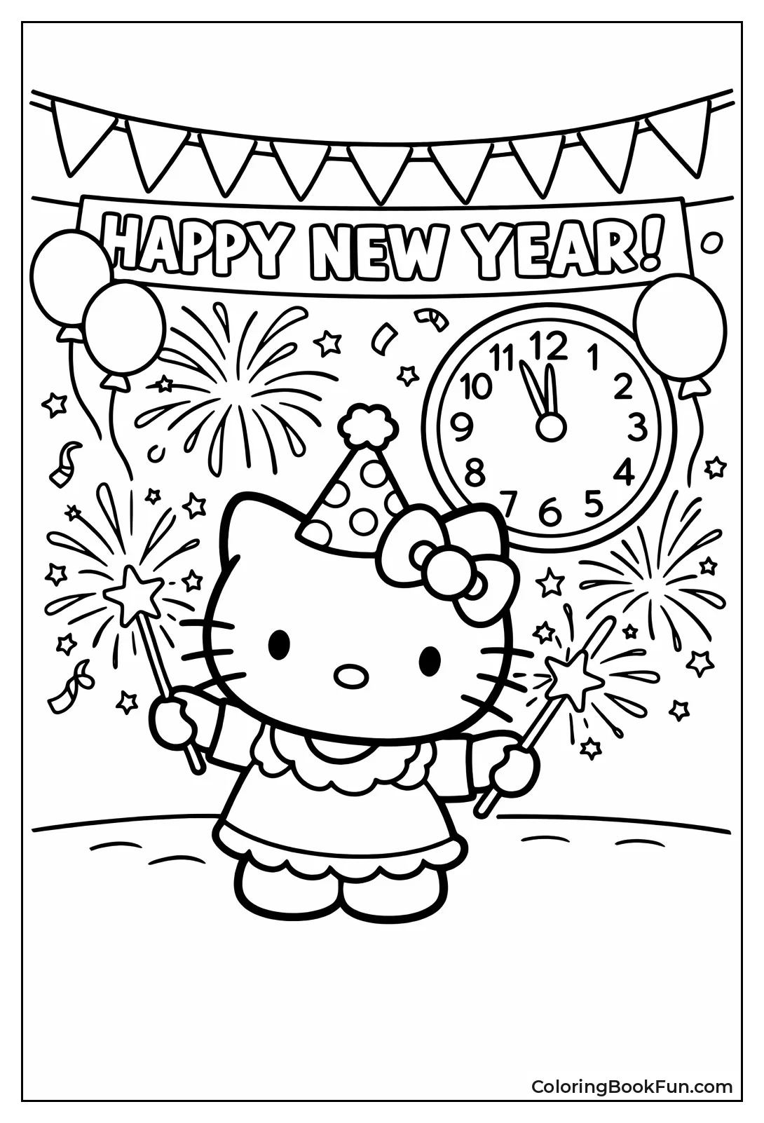 Hello Kitty Holds Sparklers