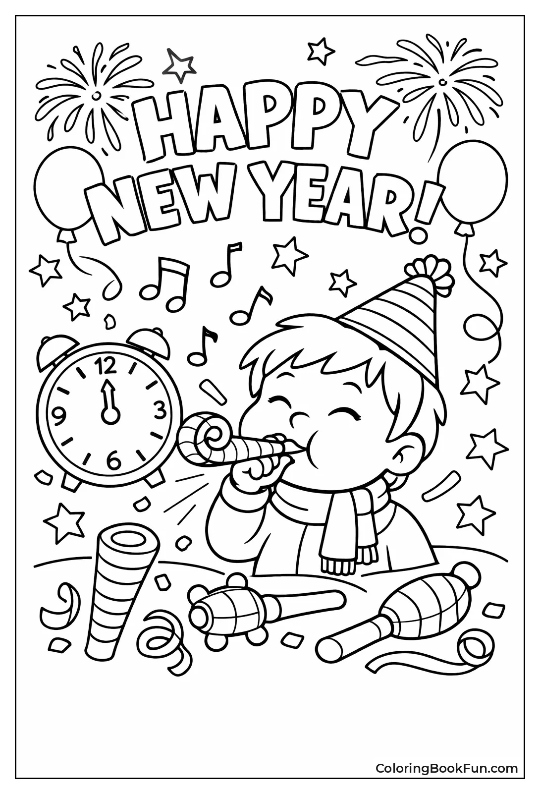 Child Blows Party Horn