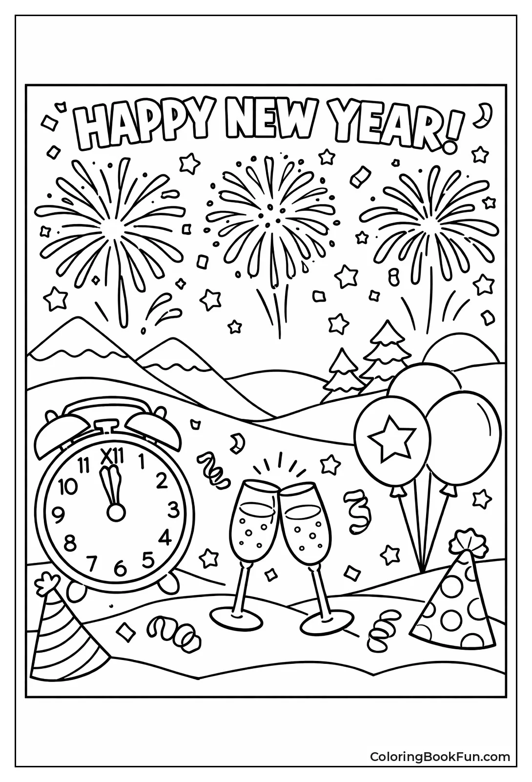 Fireworks Light Snowy Sky