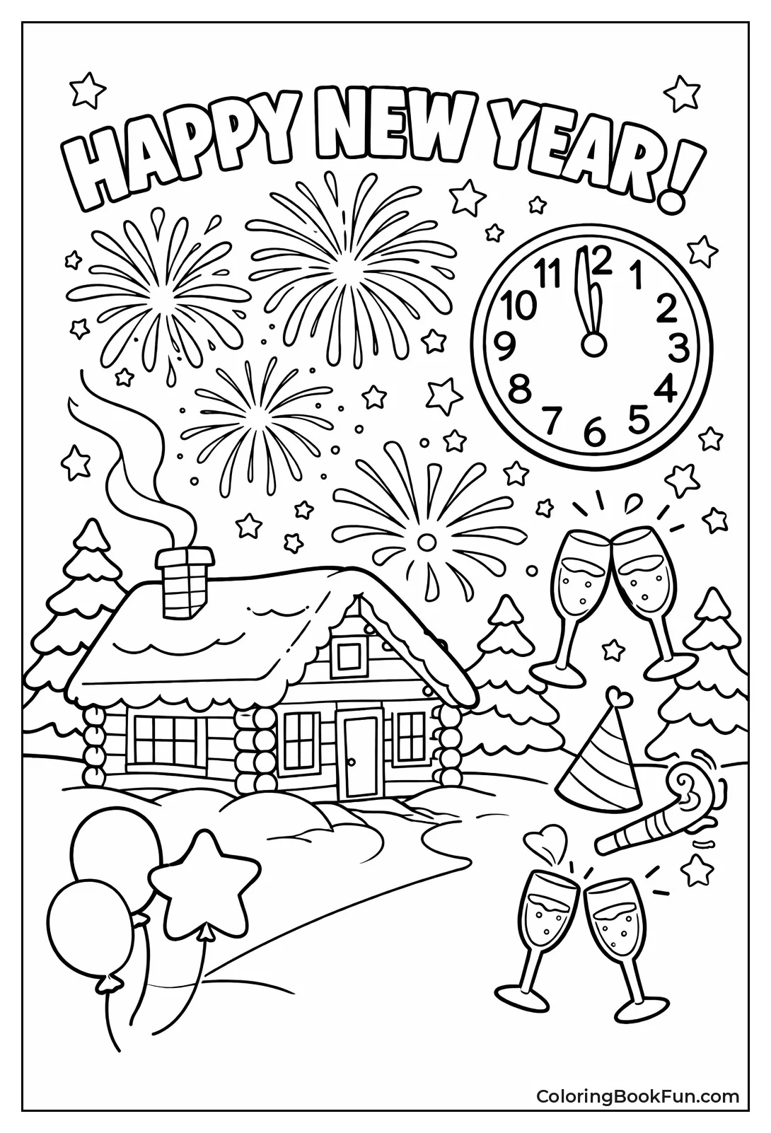 Cabin Glows Under Fireworks