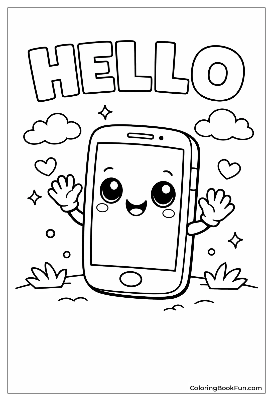 Smiling Phone Waves Hello