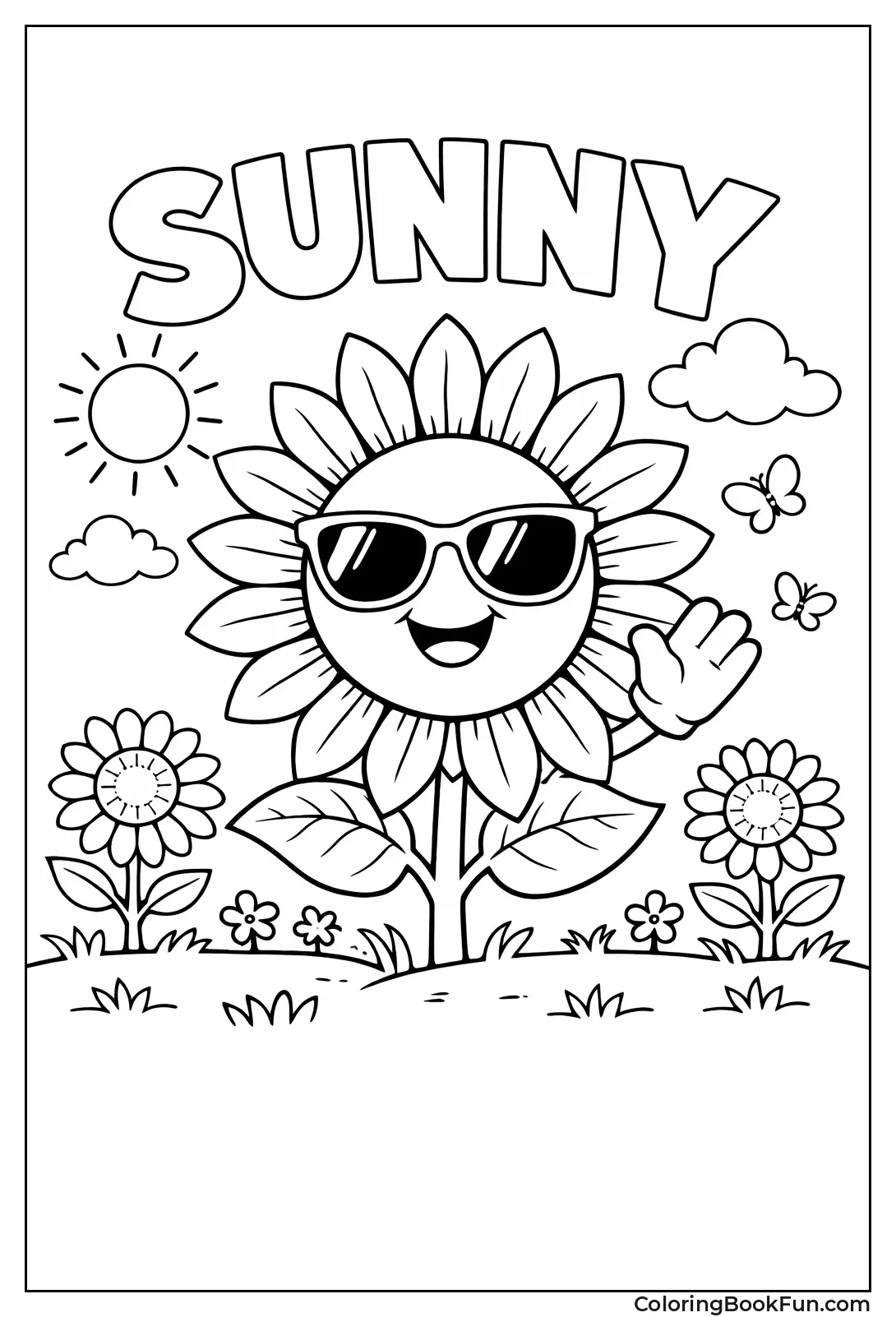 Happy Sunflower with Sunglasses