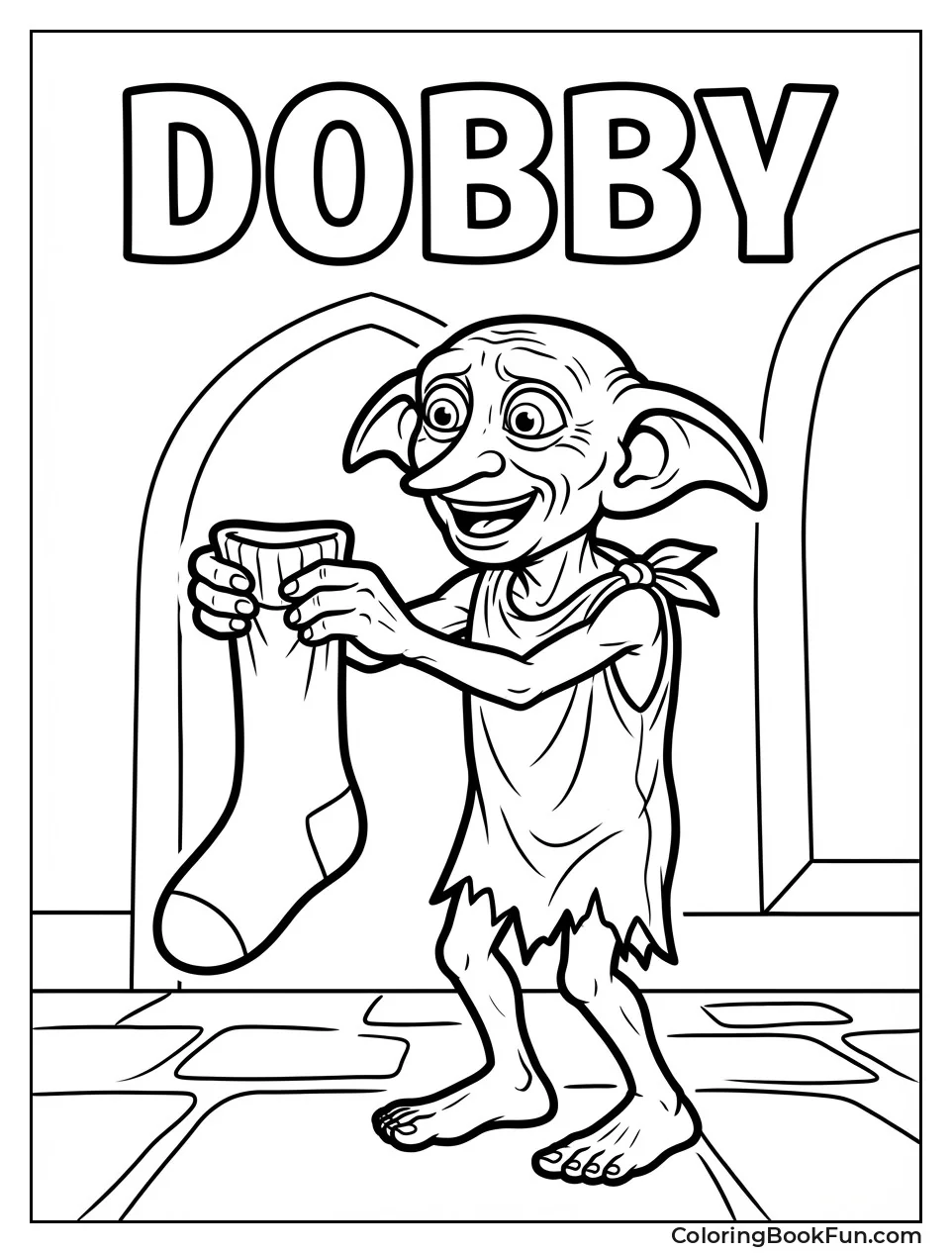 Dobby Holds Joyful Sock