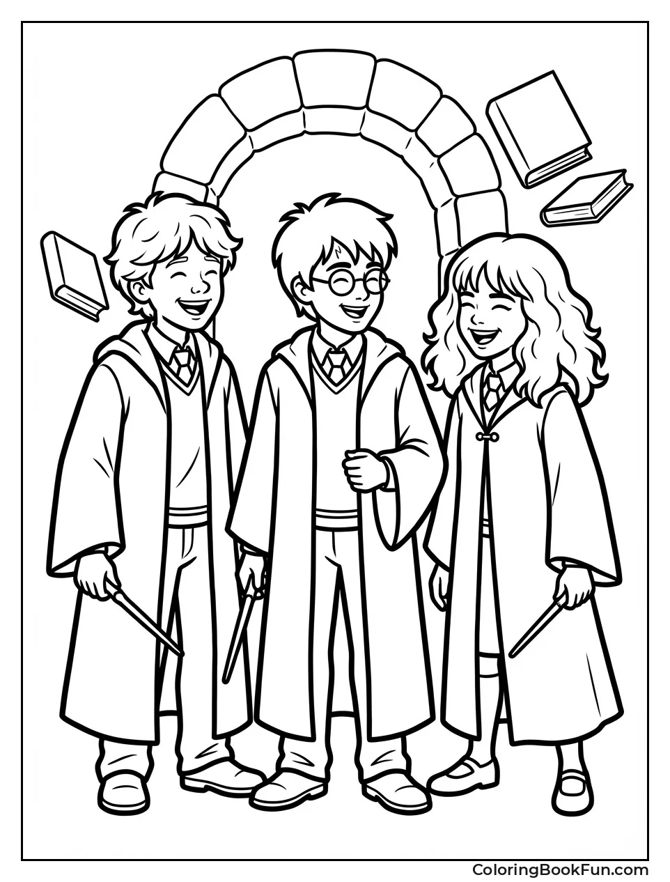 Trio Laughs with Wands Ready