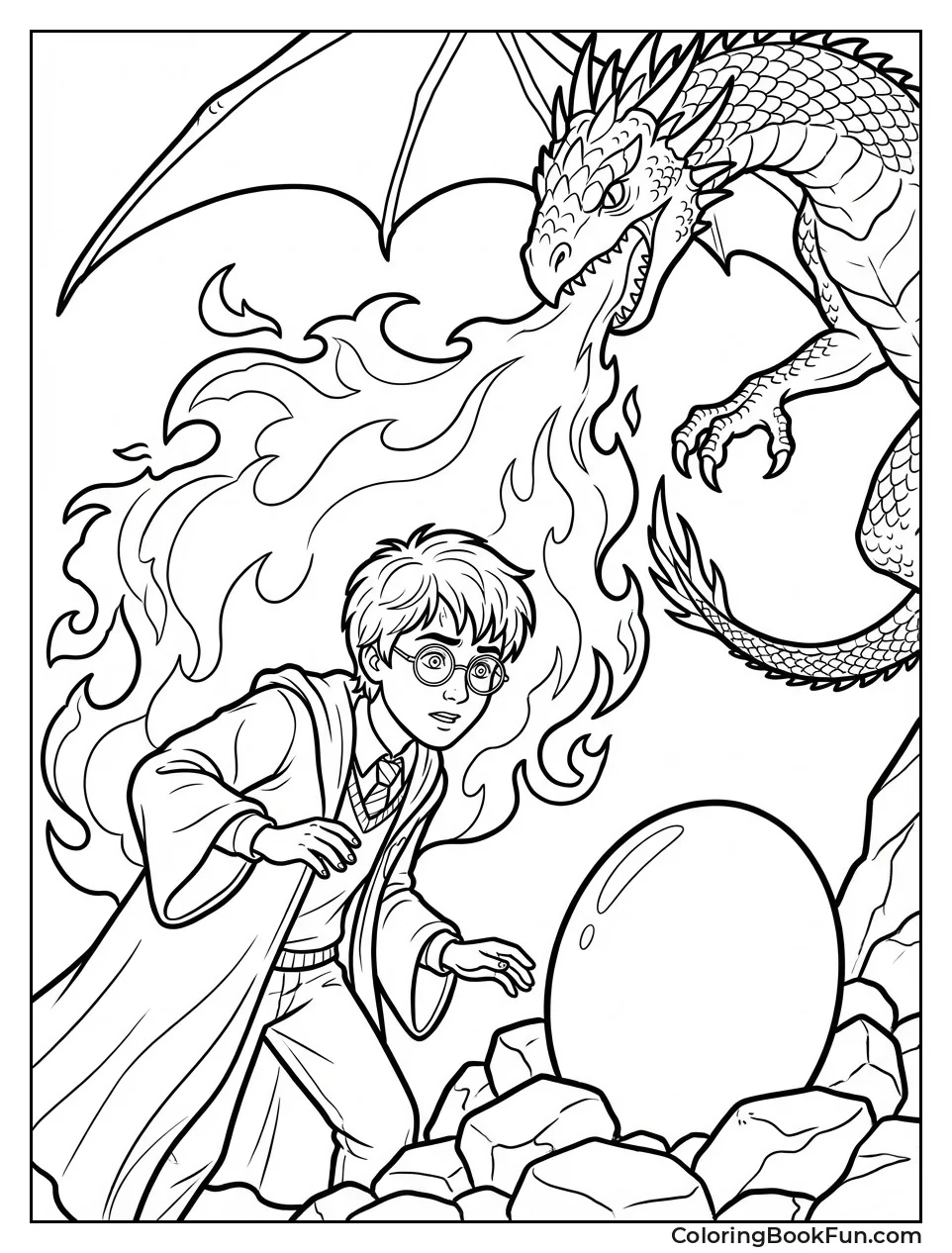 Harry Dodges Dragon Flames