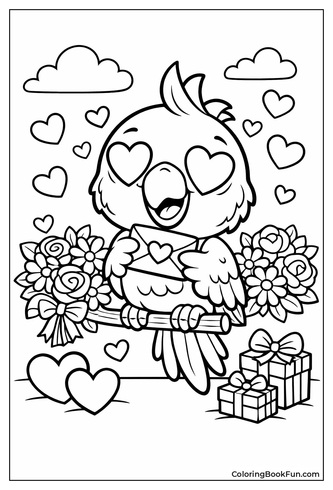 Parrot with Heart Eyes