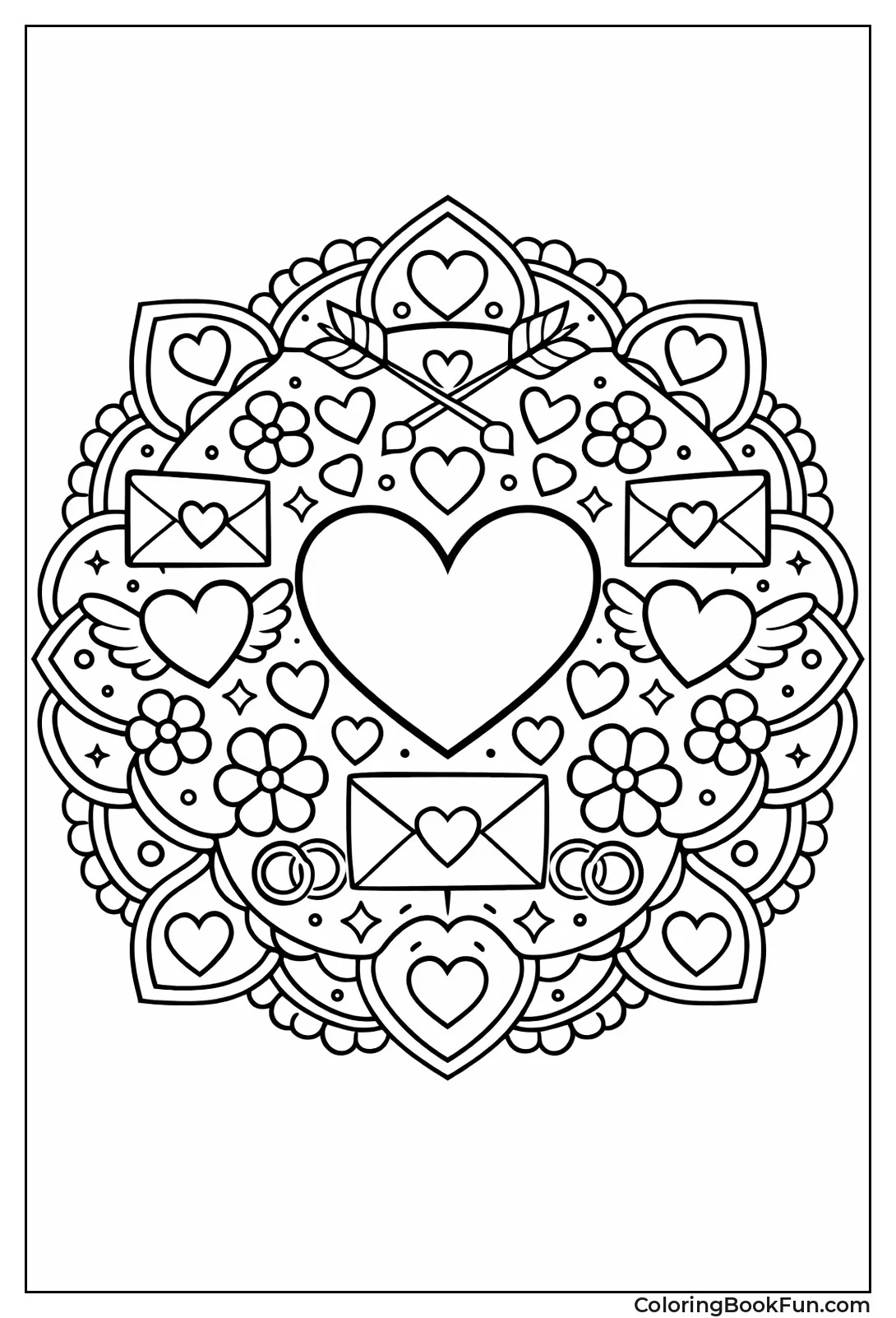 Symmetrical Heart Mandala Design