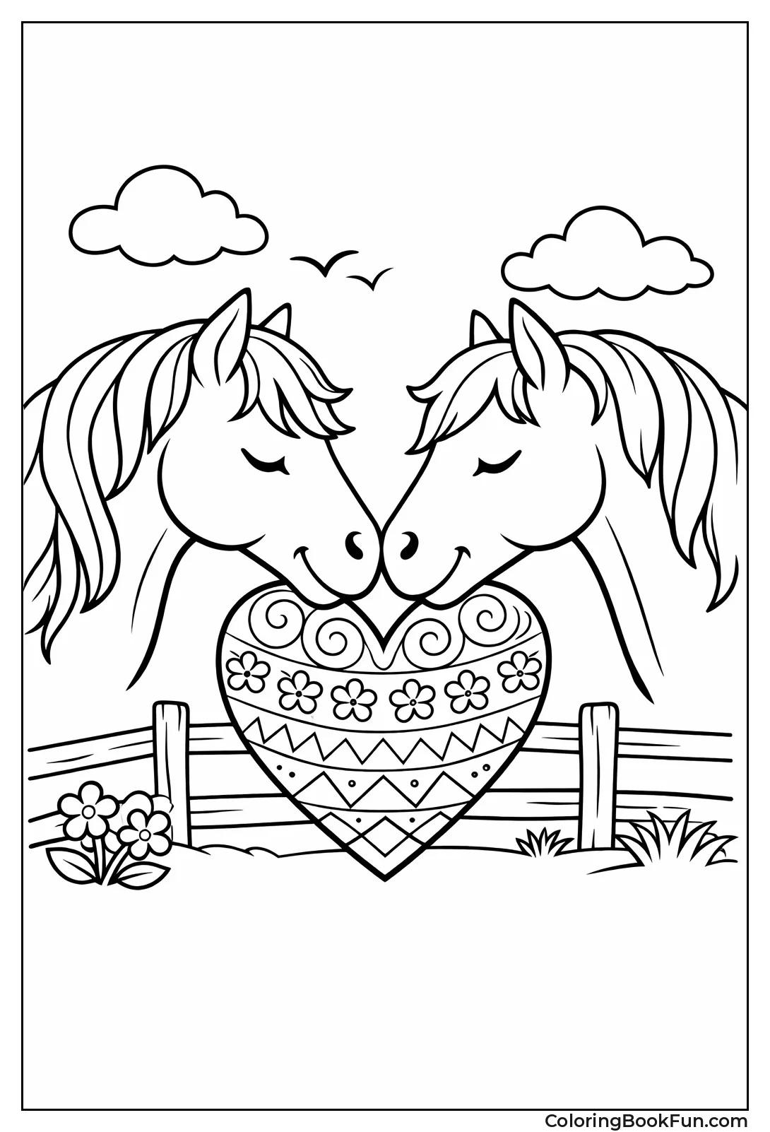 Heart Nuzzling Horses