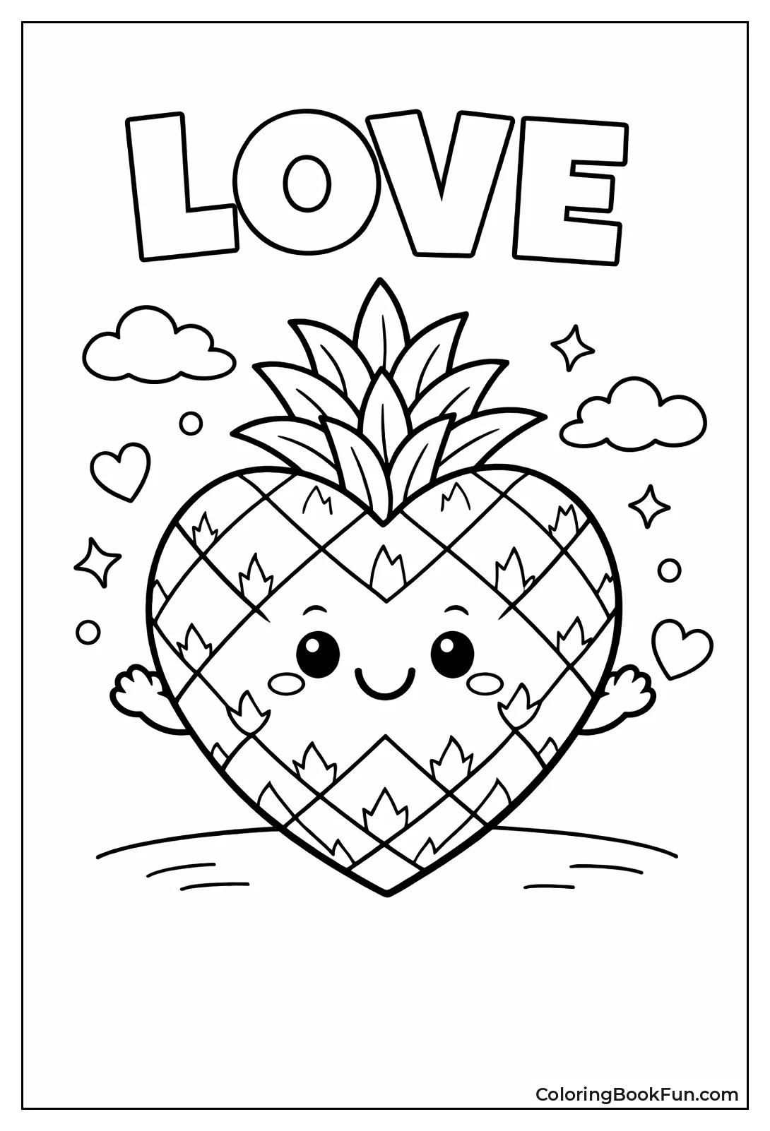 Heart-Shaped Pineapple Smiling