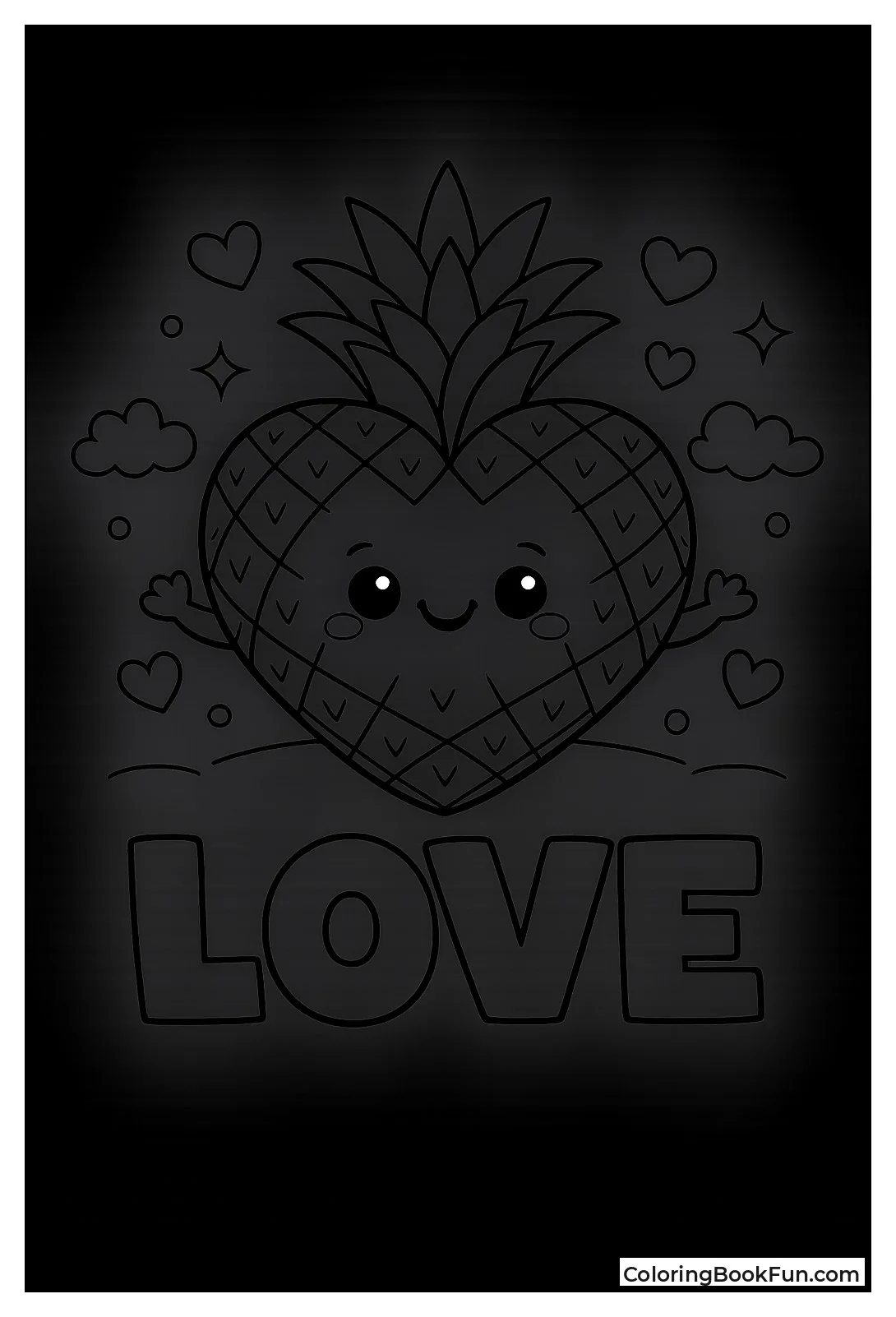 Heart-Shaped Pineapple Smiling