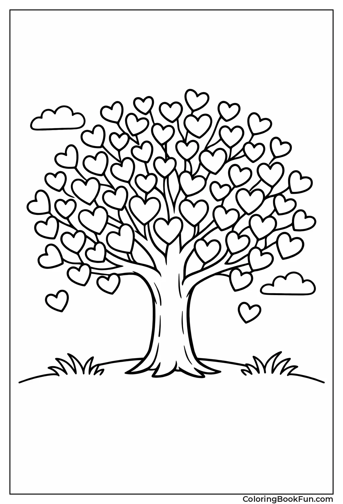 Tree Branches with Heart Leaves