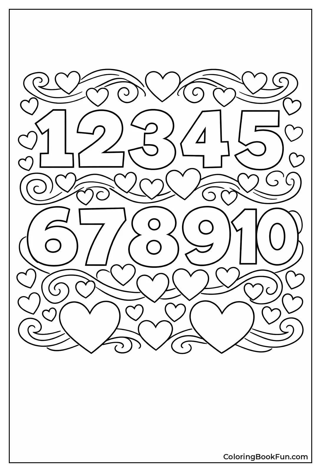 Numbers Framed by Hearts