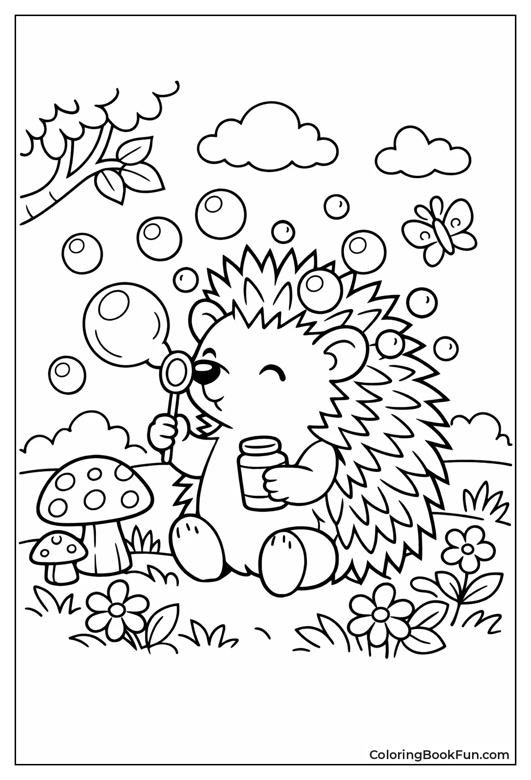 Hedgehog Blowing Bubbles