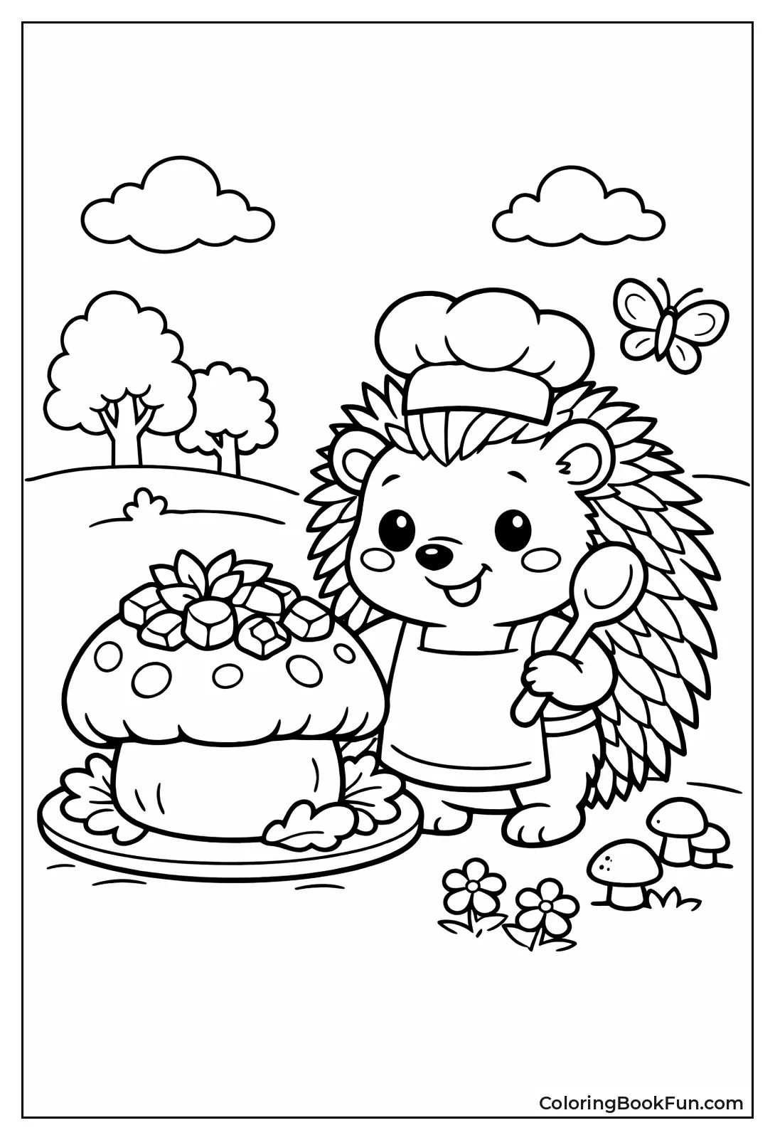 Chef Hedgehog Cooks Mushroom