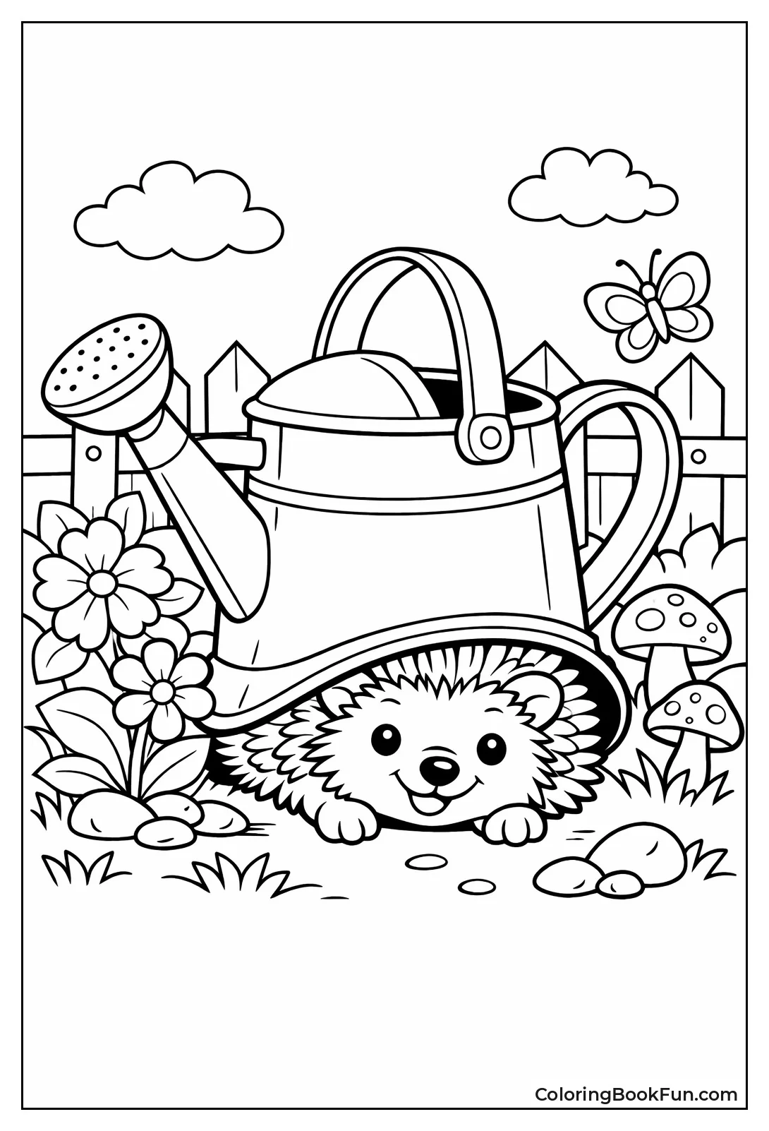 Hedgehog under Watering Can