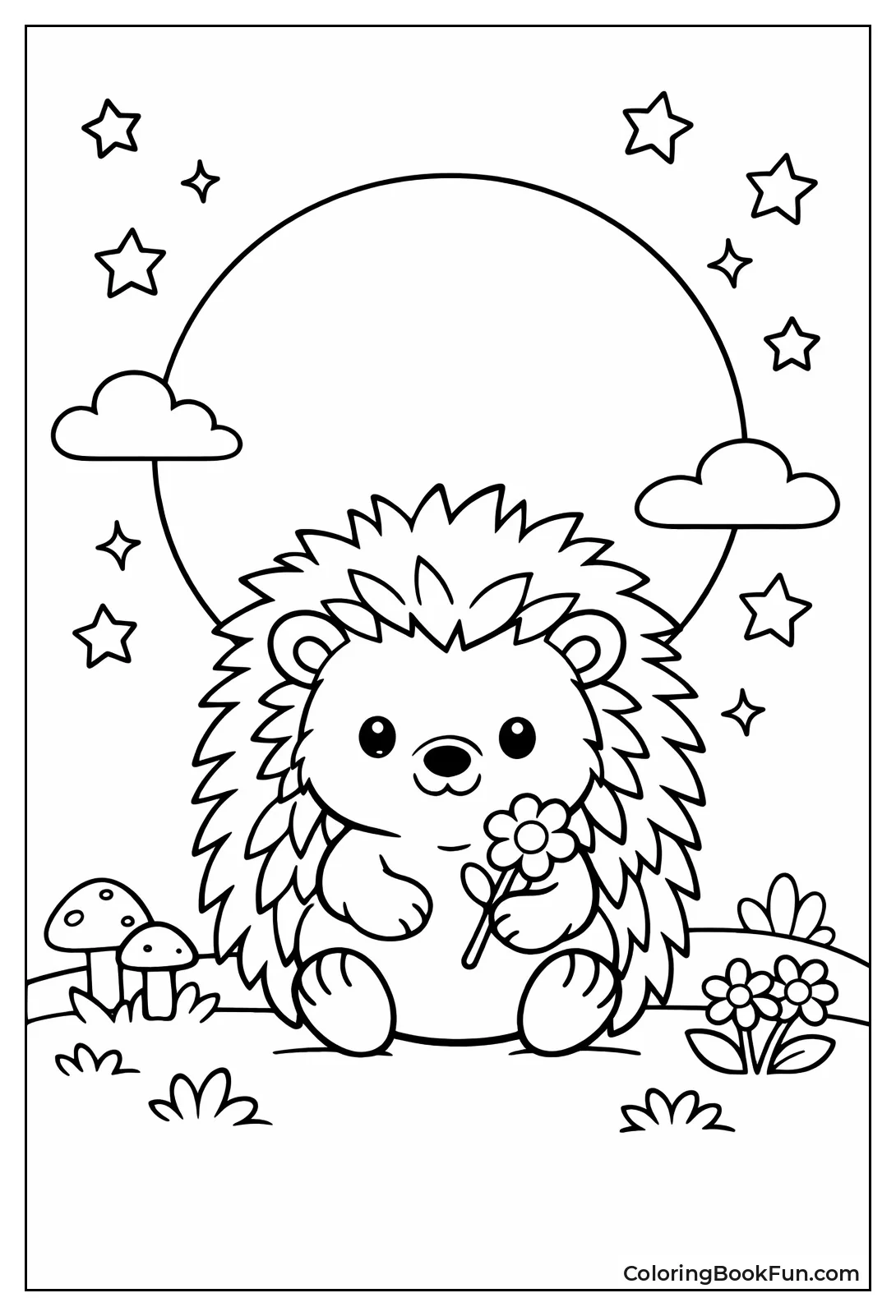 Moonlit Hedgehog Silhouette