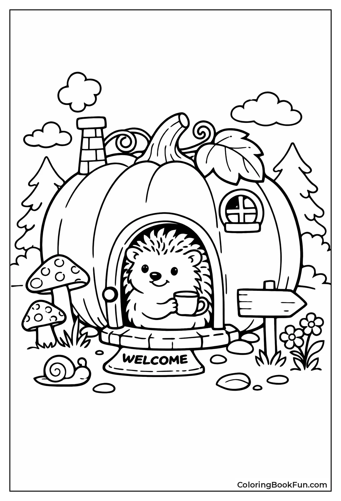 Hedgehog in Pumpkin House