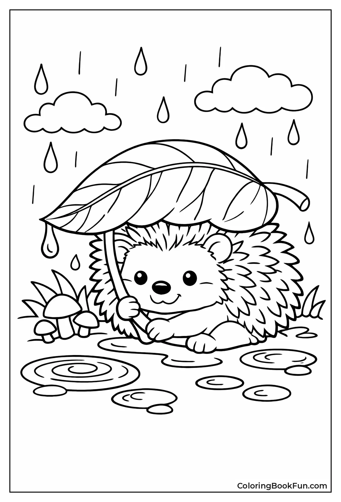 Hedgehog Hiding under Leaf