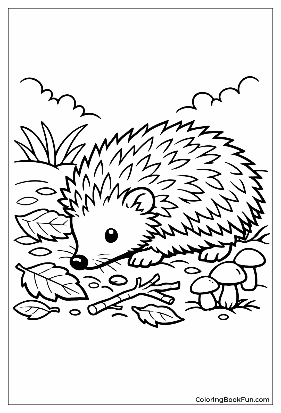 Hedgehog Foraging in Forest