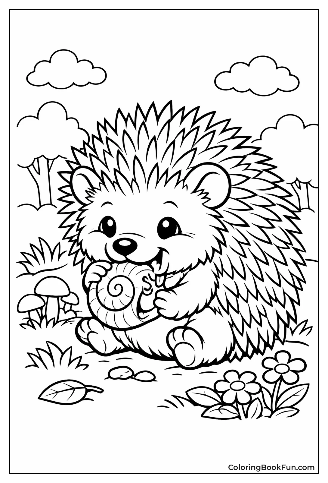 Hedgehog Munching on Snail