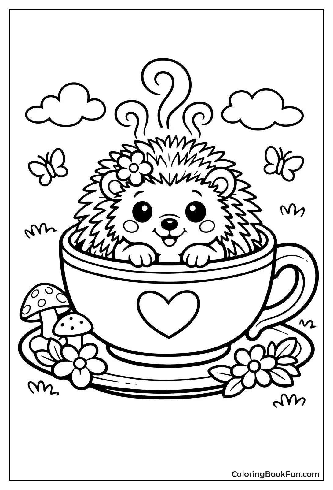 Hedgehog Resting in Teacup