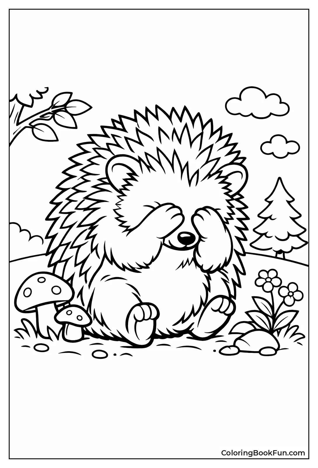 Hedgehog Washing its Paws