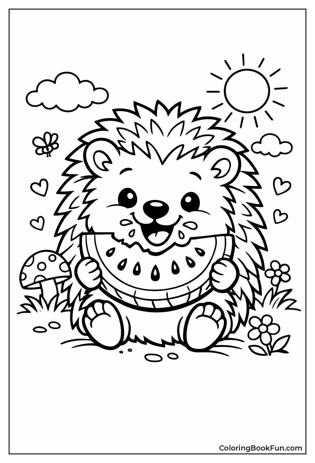 Hedgehog Eating Watermelon Slice