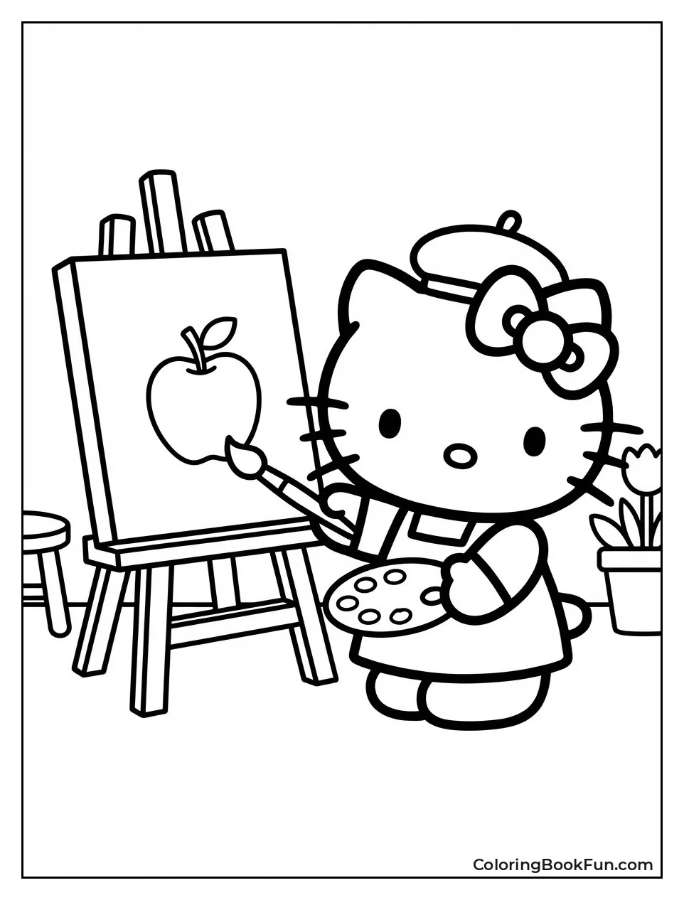 Kitty Painting at Easel