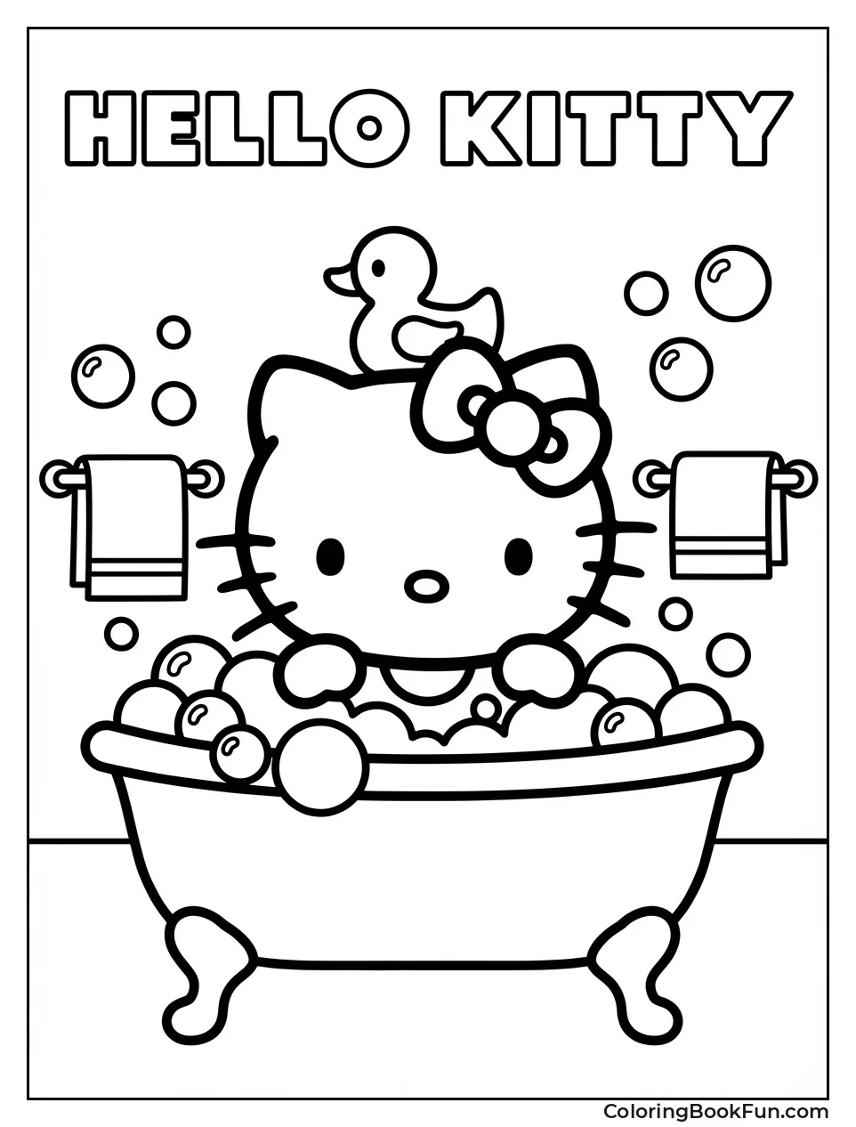 Kitty Bathing with Duck