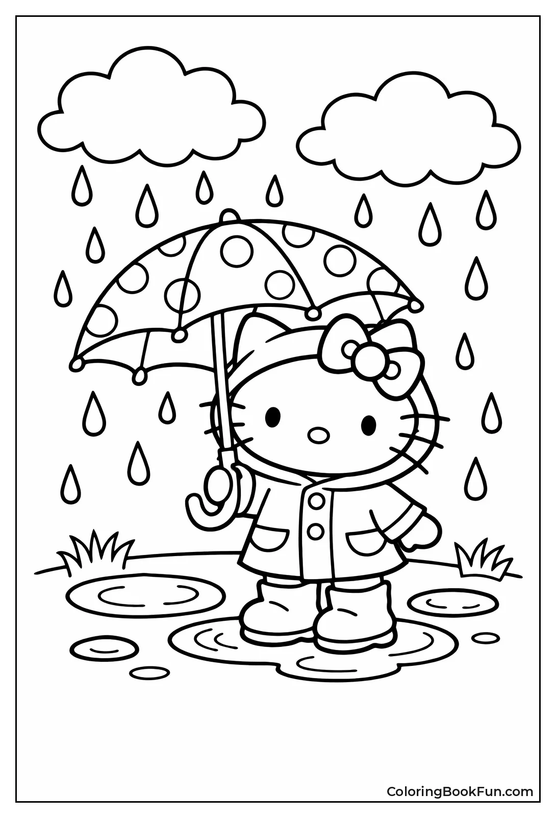 Hello Kitty Holds Umbrella