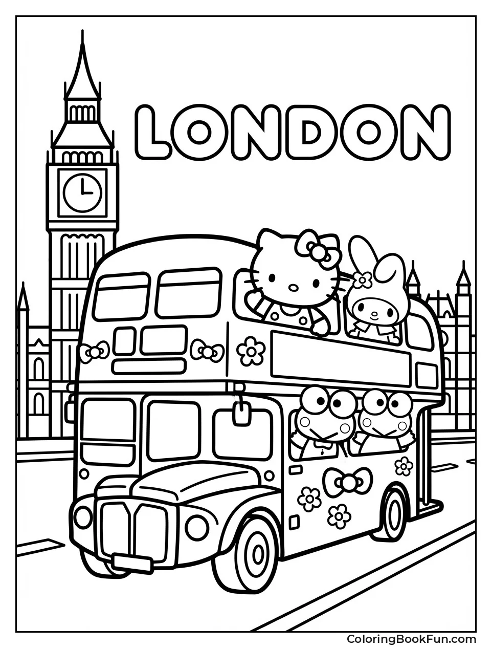 Kitty Riding London Bus