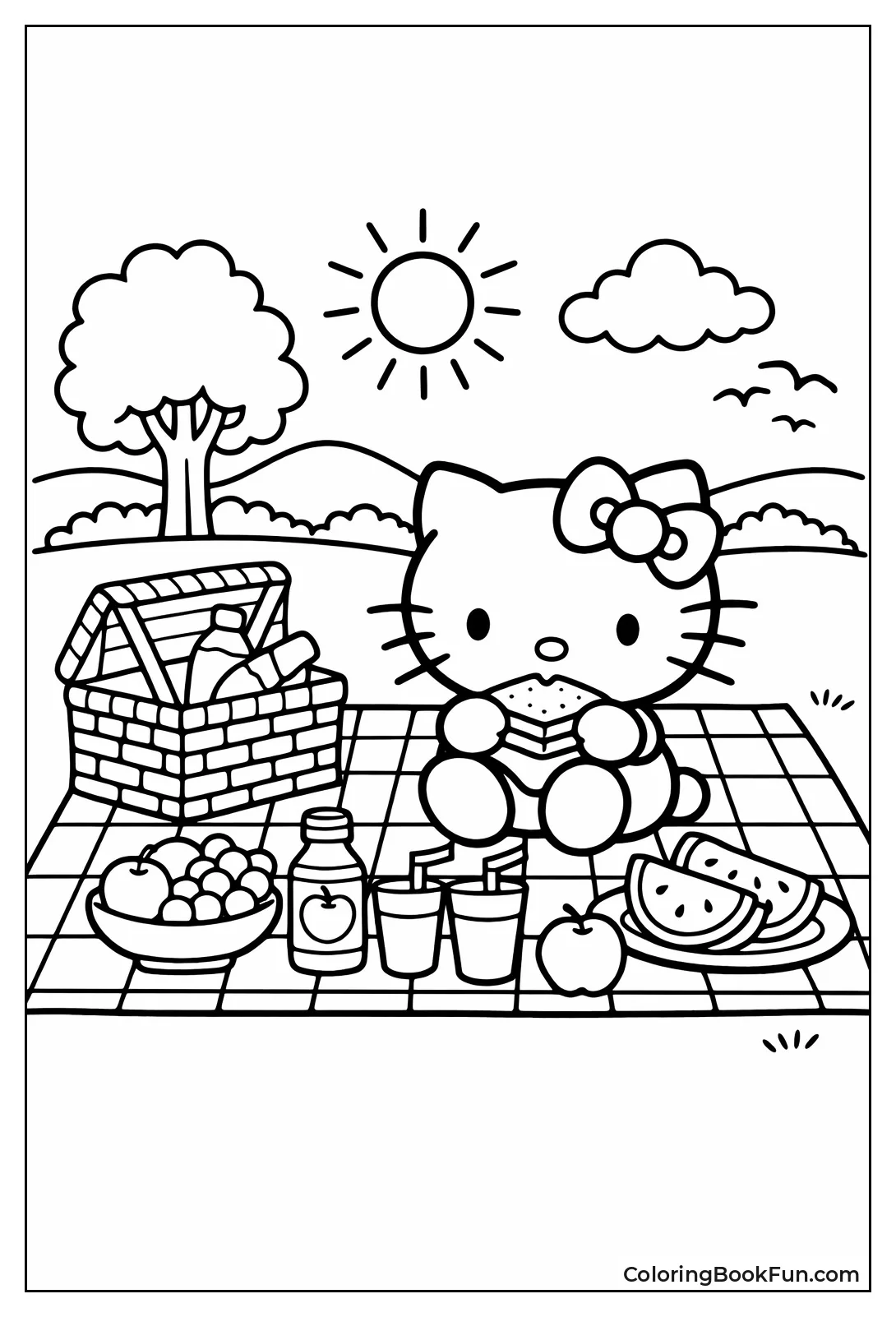Hello Kitty Enjoys Sunny Picnic
