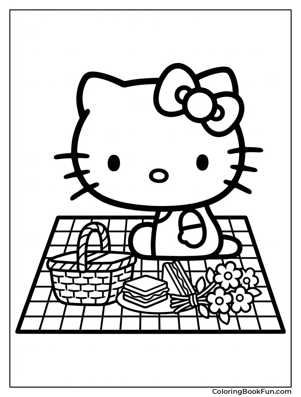 Kitty Picnicking with Basket