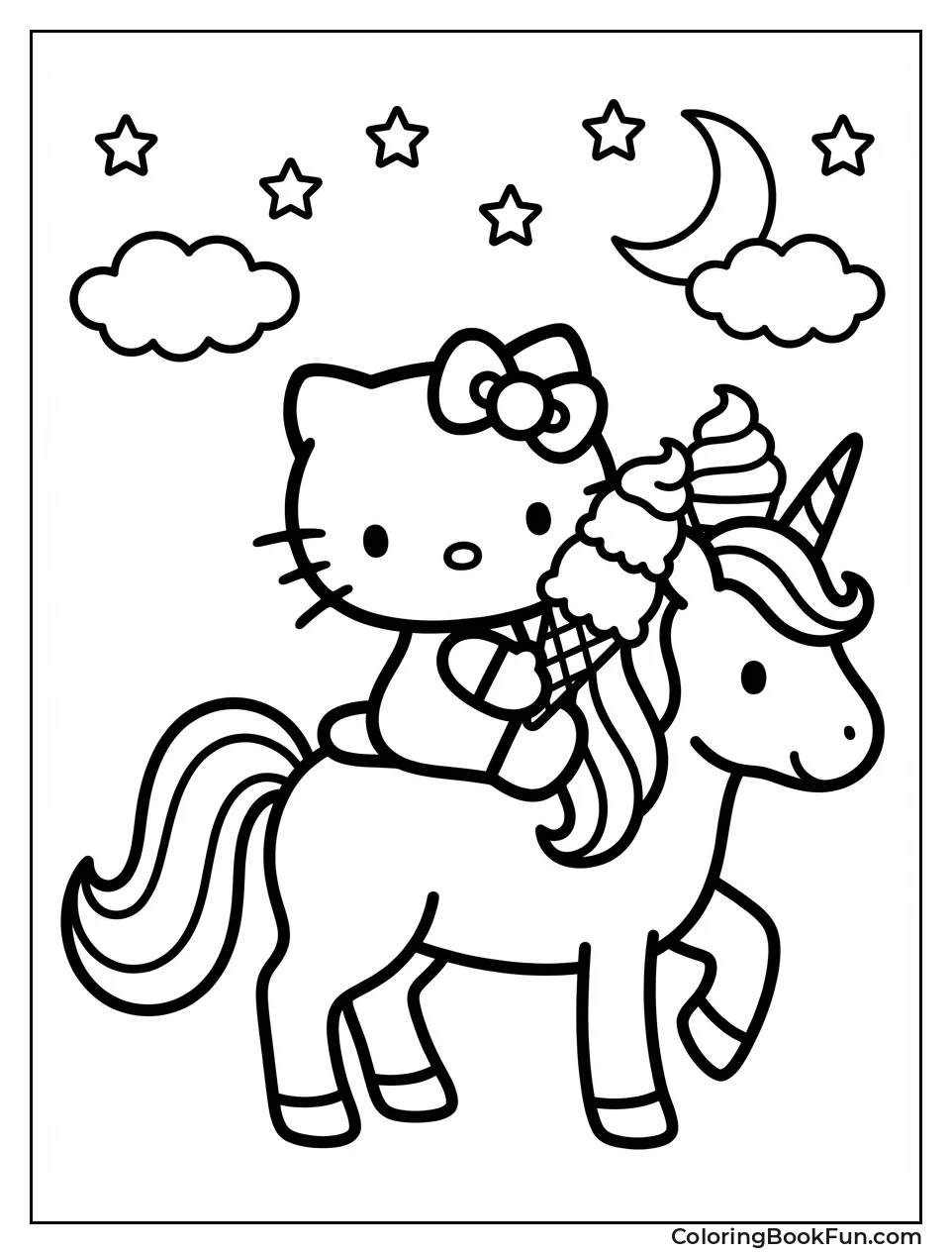 Kitty Riding Rainbow Unicorn