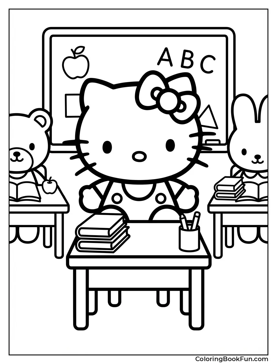 Kitty at School Desk