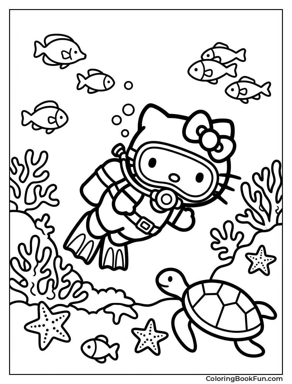 Kitty Diving with Fish