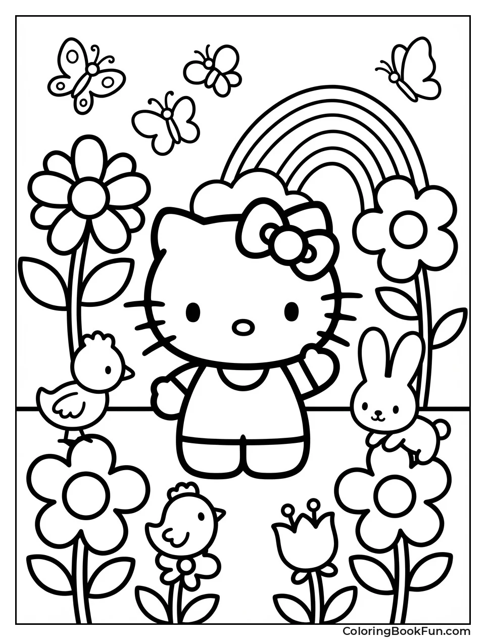 Kitty with Spring Flowers