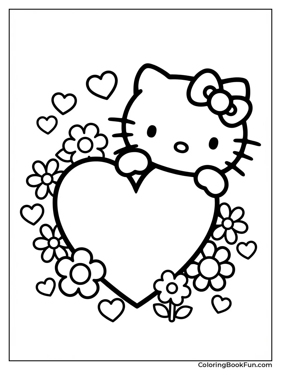 Kitty Hugging Giant Heart